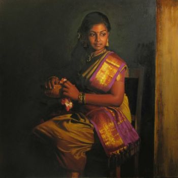 Painting titled "princes at heart" by S.Elayaraja, Original Artwork, Oil
