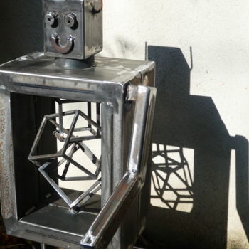 Scultura intitolato "EldeKan "Cubes Robo…" da Eldekan, Opera d'arte originale, Metalli