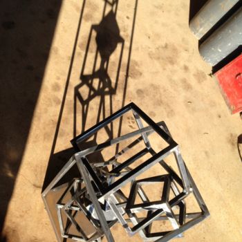 Sculpture titled "EldeKan "Frame Cube…" by Eldekan, Original Artwork, Metals