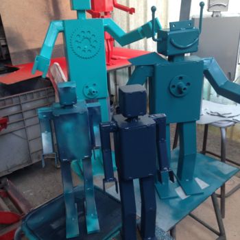 Скульптура под названием "EldeKan "Robot"" - Eldekan, Подлинное произведение искусства, Металлы