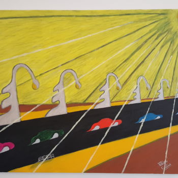 Painting titled "O Circuito solar" by Elder Freitas, Original Artwork, Oil