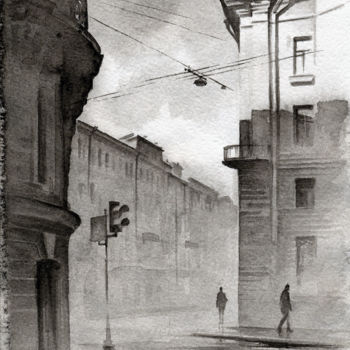「The rain has passed…」というタイトルの描画 Eldeukov - Ильдюковによって, オリジナルのアートワーク, 水彩画