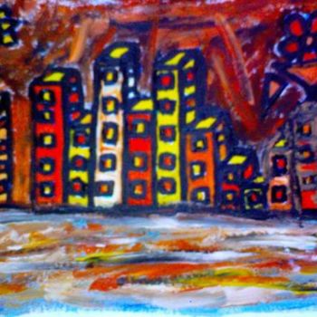 Dessin intitulée "Color Of Town" par Jacques Elduayen, Œuvre d'art originale
