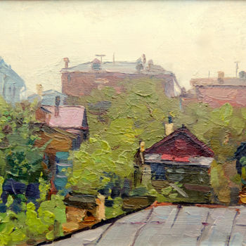Malerei mit dem Titel "Прошлое в окне" von Nikolai Khalzev, Original-Kunstwerk, Öl