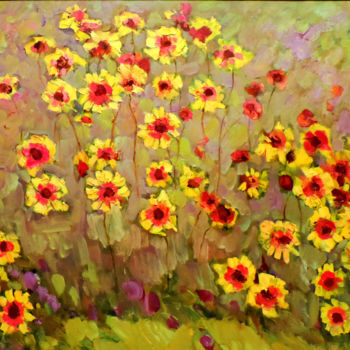 Картина под названием "Цветочная музыка" - Николай Хальзев, Подлинное произведение искусства, Масло