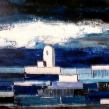 Painting titled "nuit au phare" by Electa, Original Artwork