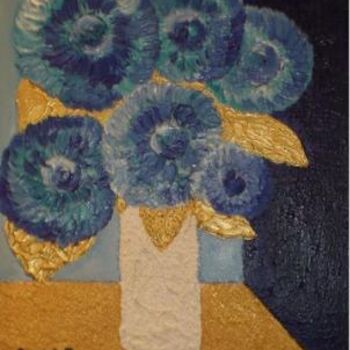 Painting titled "bouquet bleu" by Electa, Original Artwork