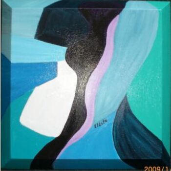 Pintura intitulada "abstraction en bleu…" por Electa, Obras de arte originais