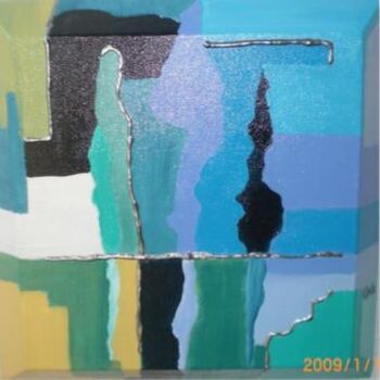 Painting titled "abstraction en bleu…" by Electa, Original Artwork