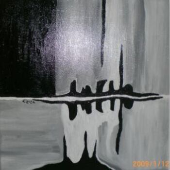 Painting titled "abstraction noir et…" by Electa, Original Artwork