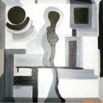 Painting titled "abstraction noir et…" by Electa, Original Artwork