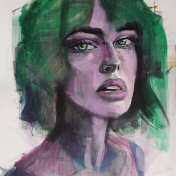 Painting titled "Green" by Electra Varnava, Original Artwork, Acrylic