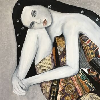 Malerei mit dem Titel "geisha en kimono" von Electre, Original-Kunstwerk, Öl Auf Holzplatte montiert
