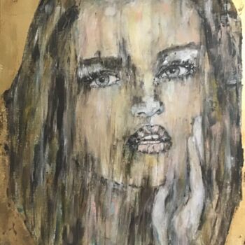 Pintura titulada "La fille aux yeux g…" por Electre, Obra de arte original, Oleo Montado en Bastidor de camilla de madera