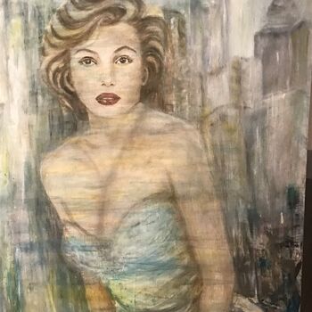 Peinture intitulée "Marilyn in manhattan" par Electre, Œuvre d'art originale, Huile Monté sur Panneau de bois