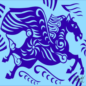 Arte digitale intitolato "Free Pegasus" da Electrodoage, Opera d'arte originale, Lavoro digitale 2D