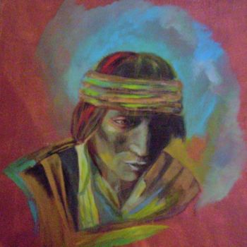 Pintura intitulada "Chaman indien" por Eleho, Obras de arte originais