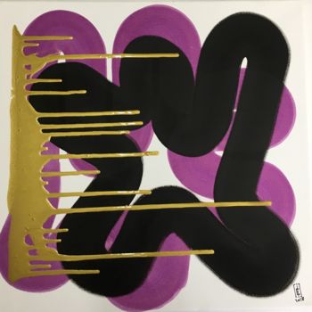 Painting titled "Purple Gold" by Istvan Elekes, Original Artwork, Acrylic