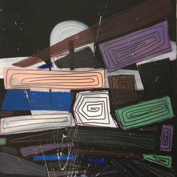 Картина под названием "Constriction 3" - Istvan Elekes, Подлинное произведение искусства, Акрил