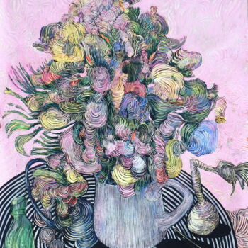 Картина под названием "Бумажные цветы" - Олена Ромашкина, Подлинное произведение искусства, Акрил