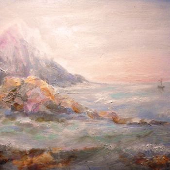 Painting titled "Утро туманное" by Elen Ruzh, Original Artwork, Oil