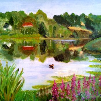 绘画 标题为“Pond at dacha.Été l…” 由Elen Ruzh, 原创艺术品