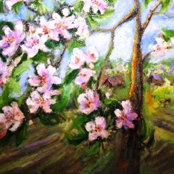 Картина под названием "Яблоня" - Elen Ruzh, Подлинное произведение искусства, Масло