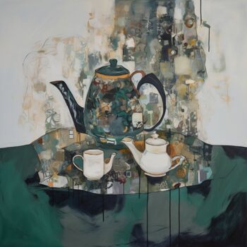 Peinture intitulée "Teapot Fantasy" par Elena Aleksandrova, Œuvre d'art originale, Acrylique