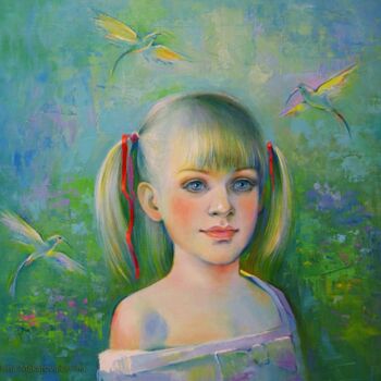 Painting titled "Humming-bird" by Elena Alex Lawrence (Makarova), Original Artwork, Other