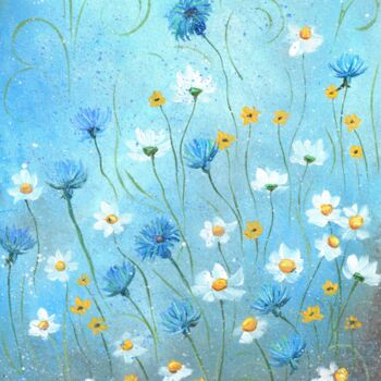Pintura titulada "Flower extravaganza…" por Elena Artgent, Obra de arte original, Oleo Montado en Panel de madera