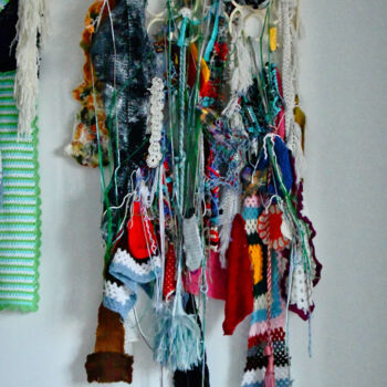 Textile Art titled "Lacky Knitted tapes…" by Elena Bandurka, Original Artwork, Textile fiber