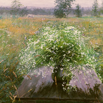 Painting titled "Rain" by Elena Barkhatkova, Original Artwork, Oil