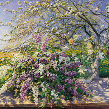 Painting titled "May Morning" by Elena Barkhatkova, Original Artwork, Oil