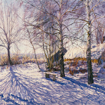 Pittura intitolato "Winter Sunny Day" da Elena Barkhatkova, Opera d'arte originale, Olio