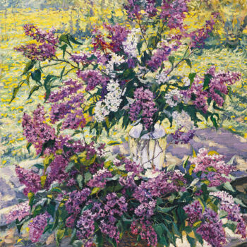 Картина под названием "Lilacs" - Elena Barkhatkova, Подлинное произведение искусства, Масло