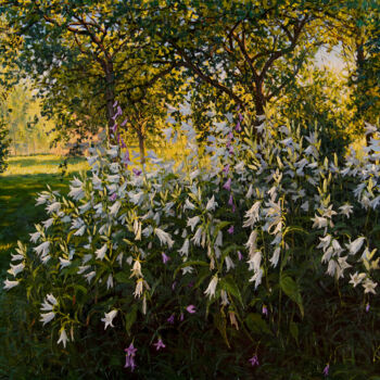 Картина под названием "White bells" - Elena Barkhatkova, Подлинное произведение искусства, Масло
