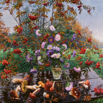 Painting titled "Autumn Still Life" by Elena Barkhatkova, Original Artwork, Oil