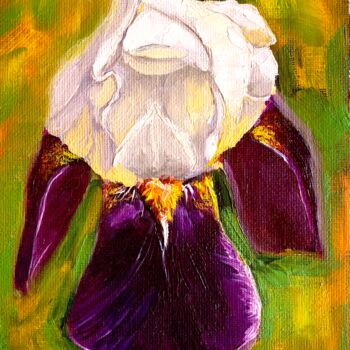 Painting titled "Iris" by Elena Belous, Original Artwork, Oil Mounted on Cardboard
