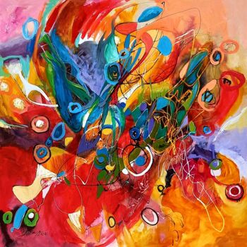 Картина под названием "O iarna abstracta,…" - Elena Bissinger, Подлинное произведение искусства, Масло