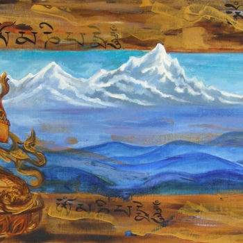 Schilderij getiteld "Budda Avalokiteshva…" door Elena Boyko, Origineel Kunstwerk, Olie