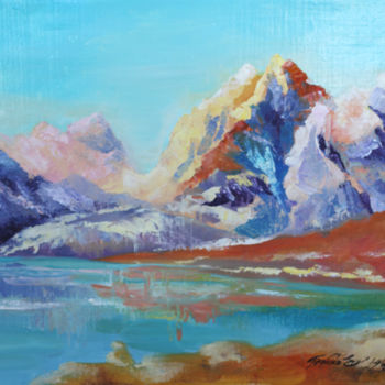 Painting titled "Mountains" by Elena Boyko, Original Artwork, Oil