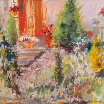 Картина под названием "Blooming garden" - Elena Branovitskaya, Подлинное произведение искусства, Масло Установлен на Деревян…