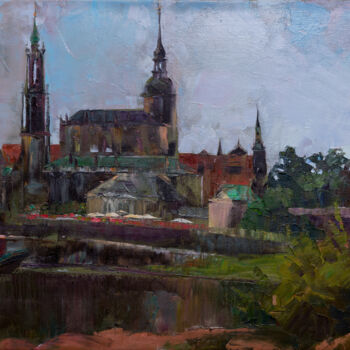 Painting titled "Marine Kirche. Dres…" by Elena Branovitskaya, Original Artwork, Oil