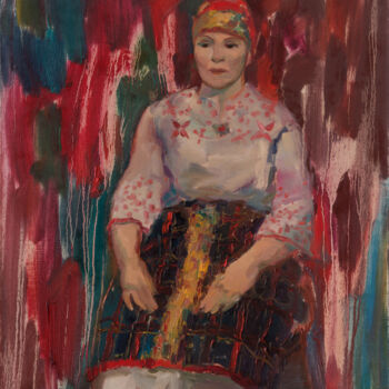 Peinture intitulée "Portrait of a woman…" par Elena Branovitskaya, Œuvre d'art originale, Huile Monté sur Châssis en bois