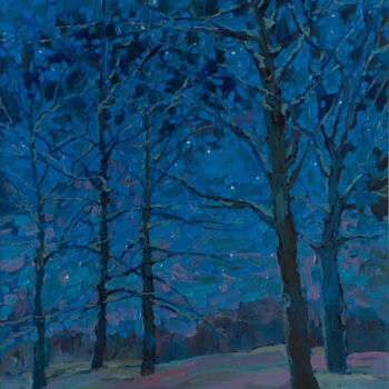 「Blue evening」というタイトルの絵画 Elena Branovitskayaによって, オリジナルのアートワーク, オイル ウッドストレッチャーフレームにマウント