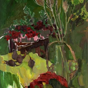 Картина под названием "In the meadow" - Elena Branovitskaya, Подлинное произведение искусства, Масло Установлен на Деревянна…