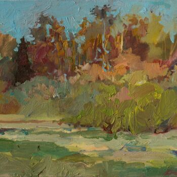 Картина под названием "Autumn promenade" - Elena Branovitskaya, Подлинное произведение искусства, Масло Установлен на Деревя…