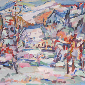 Картина под названием "Седнев зимой" - Elena Burova, Подлинное произведение искусства, Масло