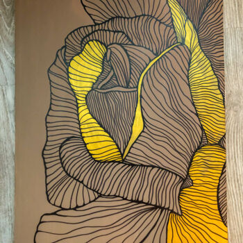 Malarstwo zatytułowany „Роза кофе с золотом” autorstwa Elena Burtonova, Oryginalna praca, Akryl