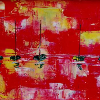 Pittura intitolato "Barche in rosso.jpeg" da Elena Buzhurina, Opera d'arte originale